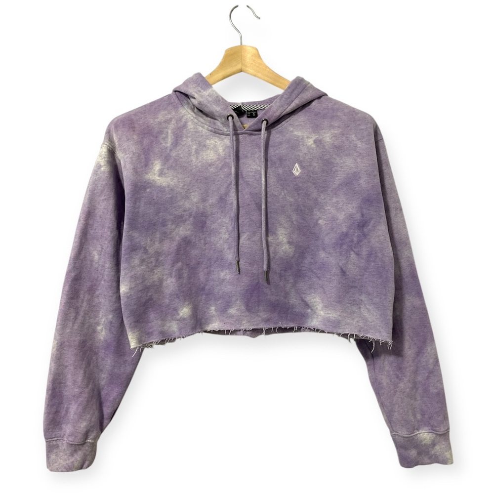 Volcom Purple Tie-Dye Cropped Hoodie Size Small 4 6